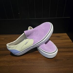 Vans Purple and Green Slip-On Sneakers